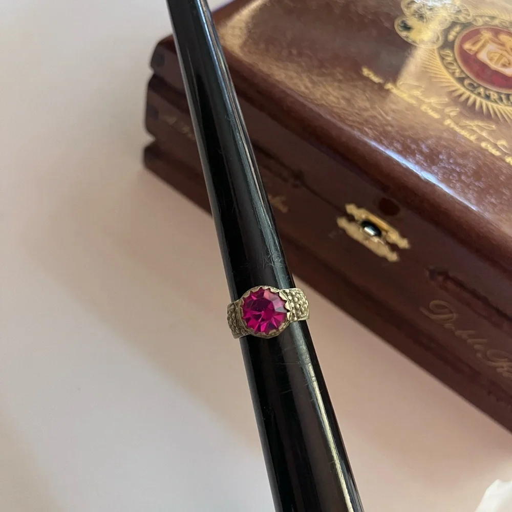 Vintage Kuchi Ring: Afghan Tribal Jewelry Pink Gemstone